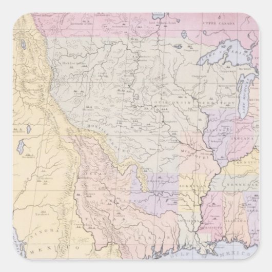 Karte mit den Orten der indischen Stämme Quadratischer Aufkleber (Vorderseite)