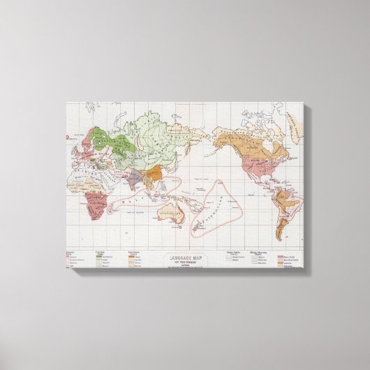 Karte mit den Sprachen der Welt Leinwanddruck (Vorderseite)