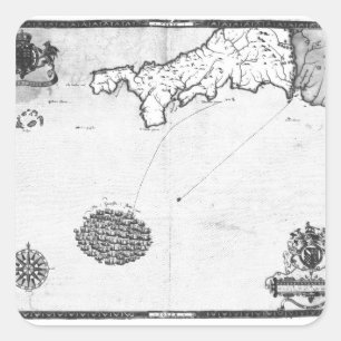 Karte mit der Route der Armada-Flotte Quadratischer Aufkleber