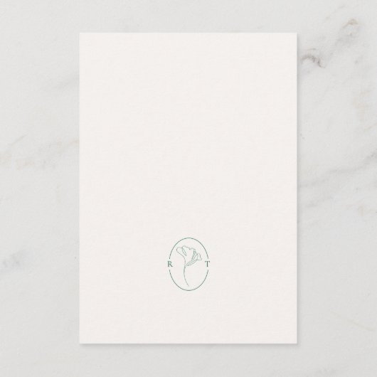 Karte mit Details zur Emerald-Hochzeitsunterkunft (Rückseite)