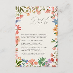 Karte mit Details zur Wildflower-Hochzeitseinladun