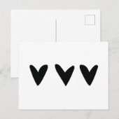Karte mit drei niedlichen schwarzen Herzen (Vorne/Hinten)