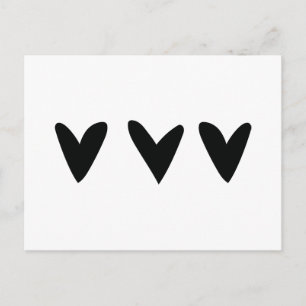 Karte mit drei niedlichen schwarzen Herzen