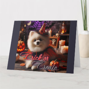 Karte mit einem Aufdruck eines weißen Pomeranian