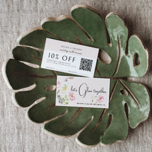 Karte mit floraler Wellness-Bewerbung