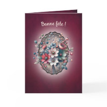 Karte mit gefaltetem Gruß,  Himbeer-Magnolie