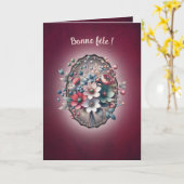 Karte mit gefaltetem Gruß,  Himbeer-Magnolie (Gelbe Blume)