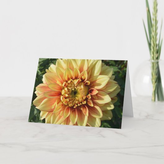 Karte mit gelber Dahlie (Vorderseite)