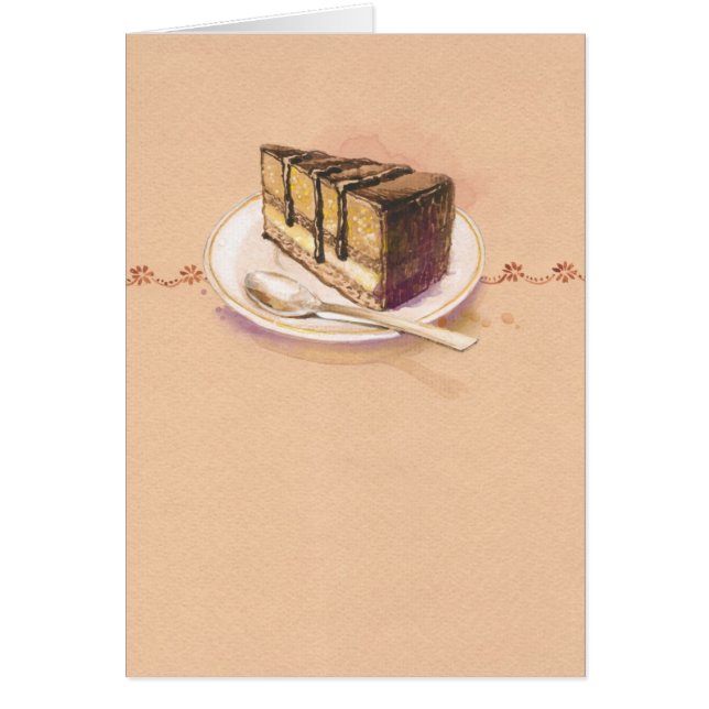 Karte mit gemaltem Aquarellkuchen (Vorne)