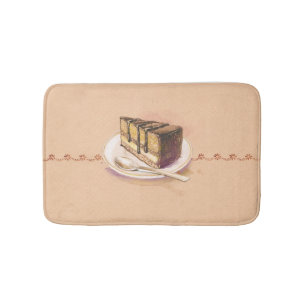 Karte mit gemaltem Aquarellkuchen Badematte