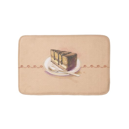 Karte mit gemaltem Aquarellkuchen Badematte (Vorderseite)