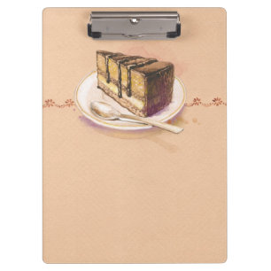 Karte mit gemaltem Aquarellkuchen Klemmbrett