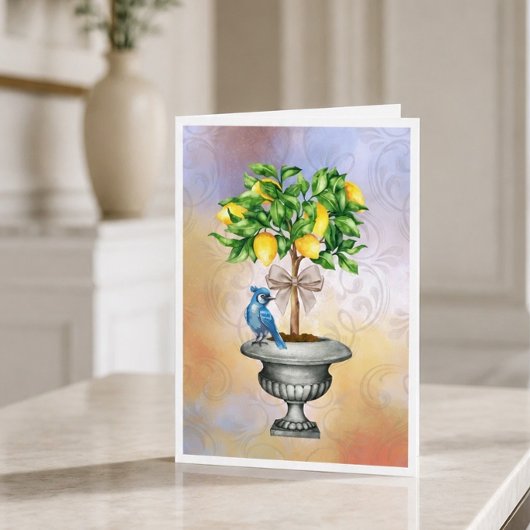 Karte mit gepolstertem Zitronenbaum