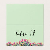 Karte mit grünen Tischnummern mit Blumenmuster (Außenseite Aufgefaltet)