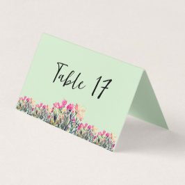 Karte mit grünen Tischnummern mit Blumenmuster