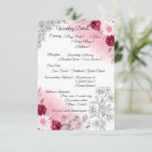 Karte mit Hochzeitsdetails und rosa Blumen | Elega (Stehend Vorderseite)