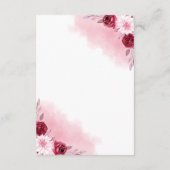 Karte mit Hochzeitsdetails und rosa Blumen | Elega (Rückseite)