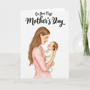 Karte mit Illustration einer neuen Mutter
