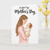 Karte mit Illustration einer neuen Mutter (Gelbe Blume)