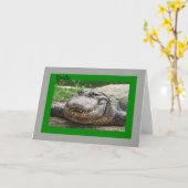 Karte mit lächelndem Alligator, gerade (Gelbe Blume)
