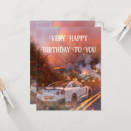 Karte mit Nissan GTR-Flachkarte (Vorderseite/Rückseite Beispiel)