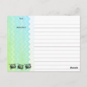 Karte mit Rezepten für die Zubereitung von Speisen (Rückseite)