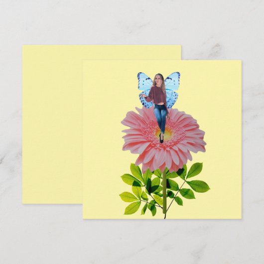 Karte mit rosa Daisy (Vorne/Hinten)