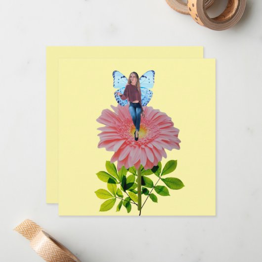 Karte mit rosa Daisy (Vorderseite/Rückseite Beispiel)