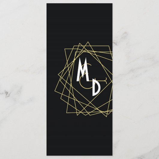 Karte mit schwarzem und goldenem Menü (Rückseite)