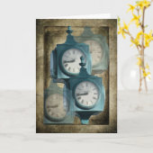 Karte mit Vintagen Uhren (Gelbe Blume)