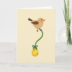 Karte mit Vogel und Ei im Tupfen-Design