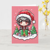 Karte mit Weihnachts-Comic (Gelbe Blume)