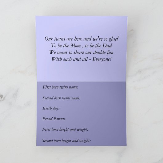 Karte mit Zwillingen (Innenseite)