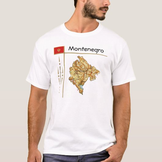 Karte Montenegro + Flagge + T - Shirt (Vorderseite)