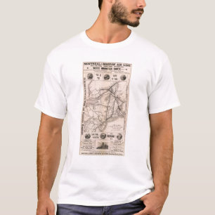 Karte Montreal und Boston-Luftverkehrslinie T-Shirt