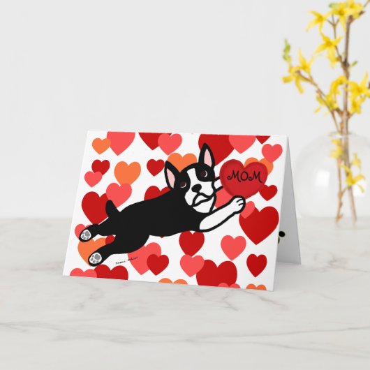 Karte Mutter Bostons Terrier Tages (Gelbe Blume)