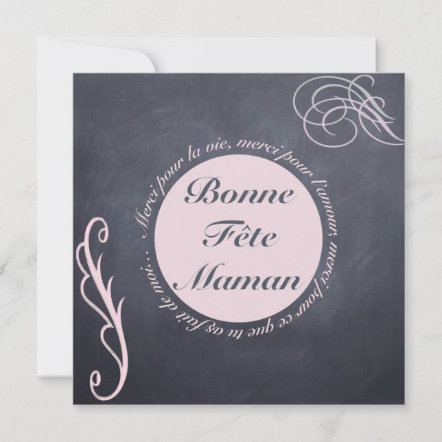 Karte Muttertag - Rond Rose s/Tafel (Vorderseite)