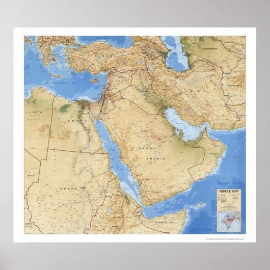 Karte Naher Osten 1993 Poster (Vorne)