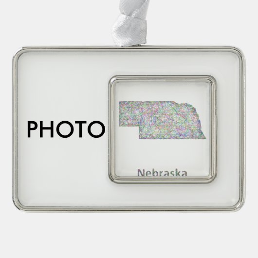 Karte Nebraska Rahmen-Ornament Silber (Vorderseite)