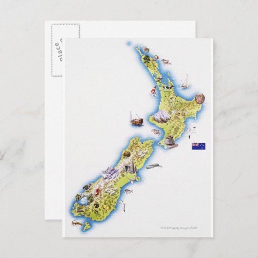 Karte Neuseelands (Vorne/Hinten)