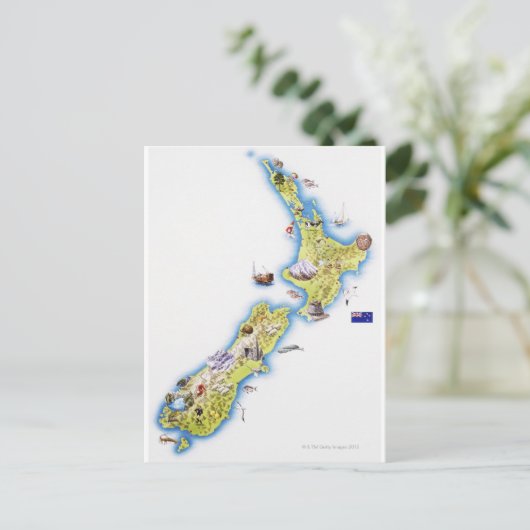 Karte Neuseelands (Stehend Vorderseite)