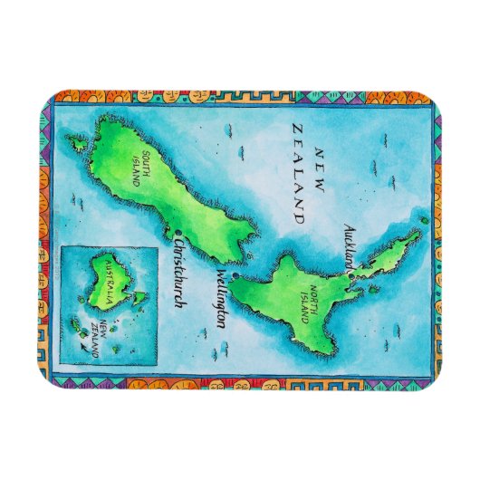 Karte Neuseelands Magnet (Horizontal)