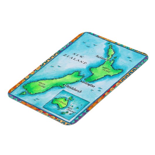 Karte Neuseelands Magnet (Linke Seite)