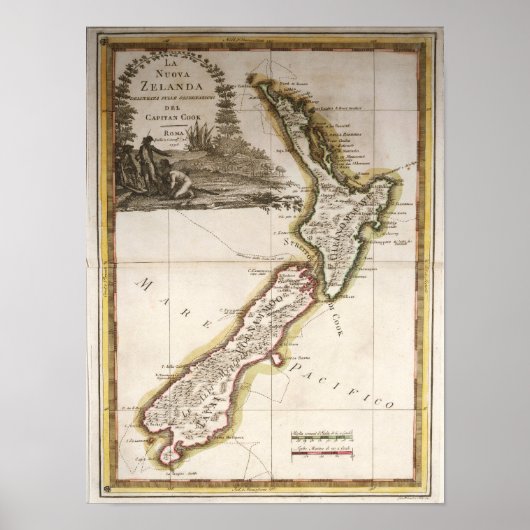 Karte Neuseelands Poster (Vorne)