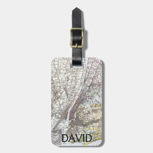 Karte: New York-area, 1906 Gepäckanhänger (Vorderseite vertikal)