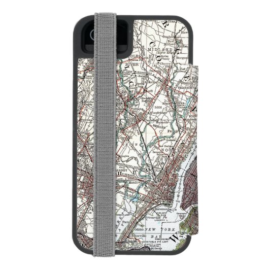 Karte: New York-area, 1906 Incipio iPhone Geldbeutel-Hülle (Folio Rückseite)