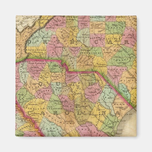 Karte Nord- und Südkarolina und Georgien Magnet (Vorne)