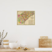 Karte Nord- und Südkarolina und Georgien Poster (Küche)