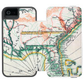 Karte: Nordamerika, 1742 Incipio iPhone Geldbeutel-Hülle (Folio Geöffnet)