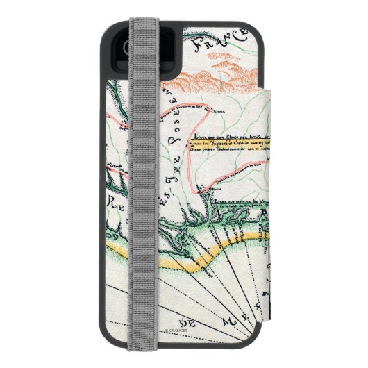 Karte: Nordamerika, 1742 Incipio iPhone Geldbeutel-Hülle (Folio Rückseite)